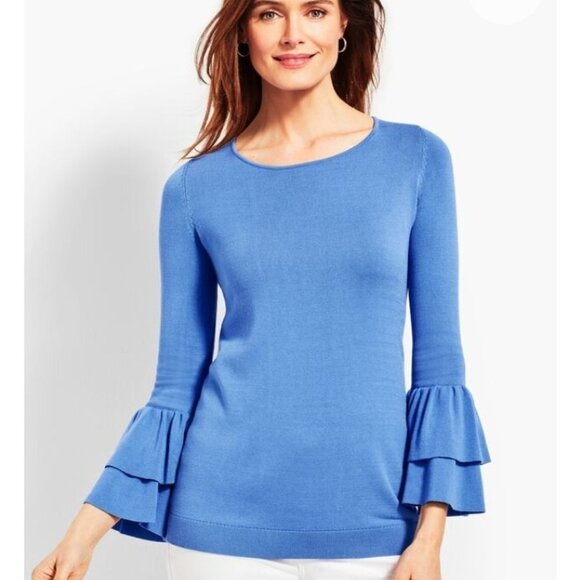 Talbots Double Flounce Sleeve Black Sweater - Picture 9 of 9